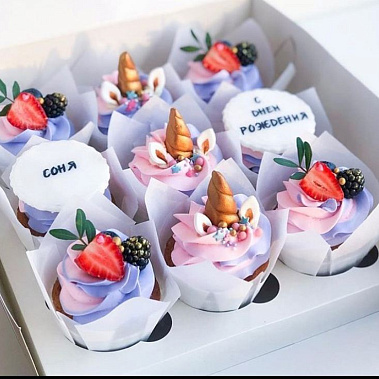 Капкейки "Единорожки" купить - домодедово.сладкоежкин.рф